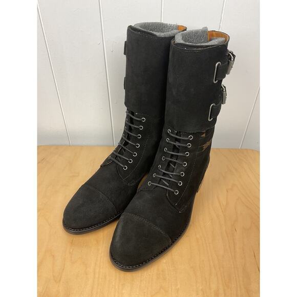 Cobra Society Javier Mens Black Suede Short Moto Riding Boots EU 41 US 8 - Picture 3 of 7